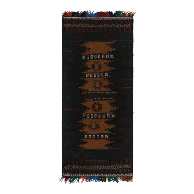Vintage Afghan Tribal Kilim in Brown With Geometric Patterns, From Rug & Kilim For Sale