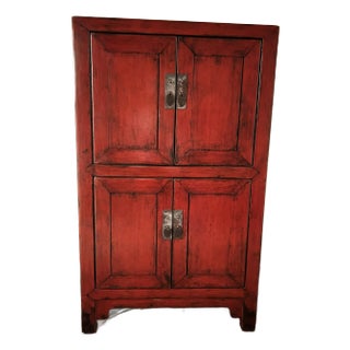 Chinese Red Lacquered Side Chest (Mid 1800s) For Sale