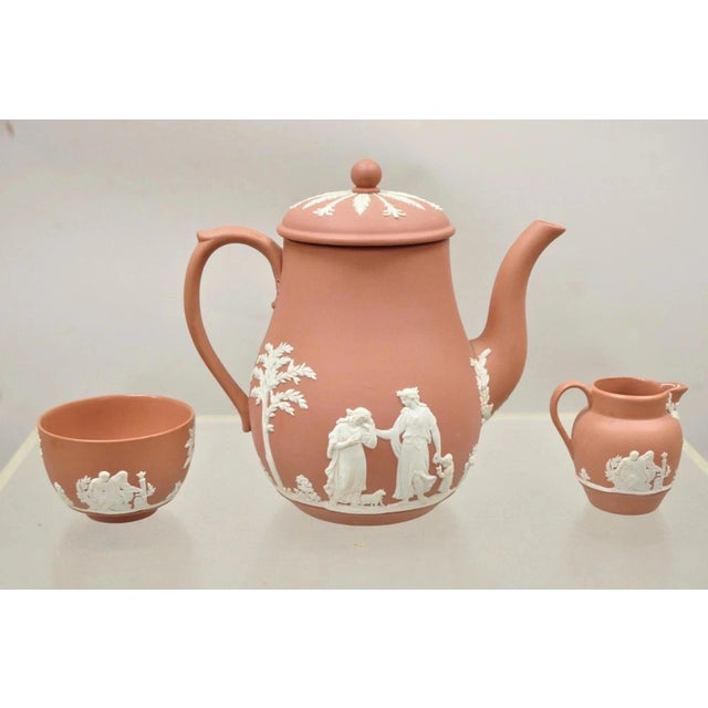 Wedgwood Early 20th Century Wedgwood Terracotta Jasperware Miniature Tea Set Demitasse Cup & Saucer 14 PCS For Sale - Image 4 of 12