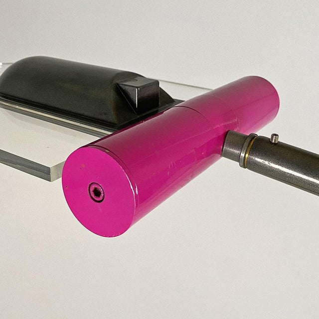 Italian Space Age Metal, Acrylic Glass and Marble Black Violet Arc Floor Lamp, 1980s For Sale - Image 9 of 18