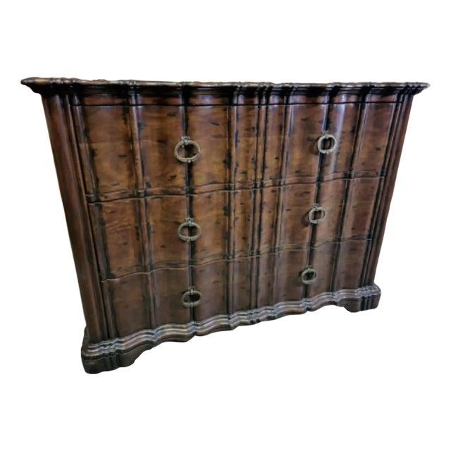 Late 20th Century Rococo Style Century Furniture 3 Drawers Serpentine Commode Dresser Chest For Sale