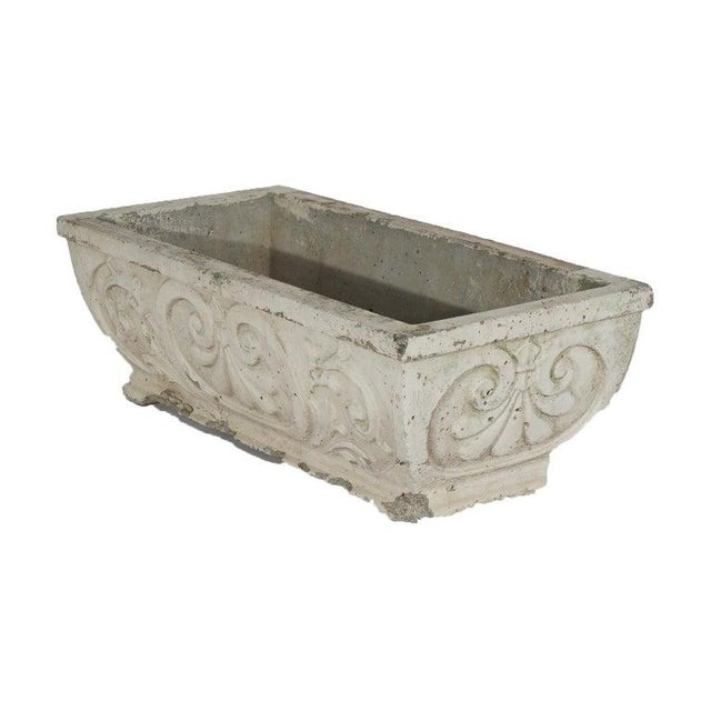 Early 20th Century Cast Hardstone Long Garden or Patio Planter With Scroll Work in Relief 20th C For Sale - Image 5 of 5