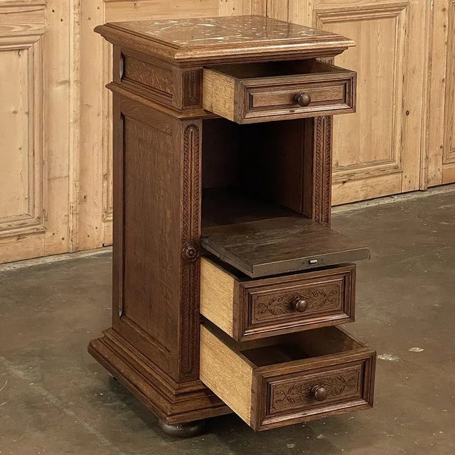 Early 20th Century 19th Century French Neoclassical Marble Top Nightstand For Sale - Image 5 of 13