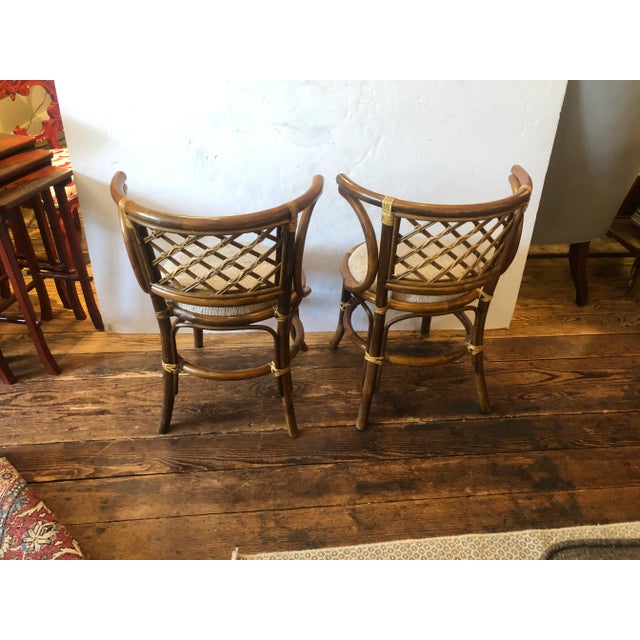 Brown Vintage Rattan & Bamboo Console Table & Two Side Chairs -Set of 3 For Sale - Image 8 of 13
