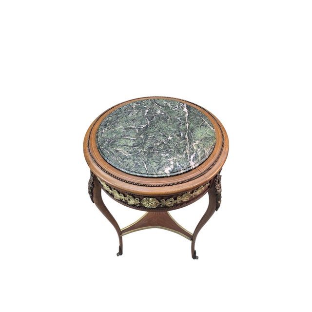 French Vintage French Louis XVI Style Marble Top Gueridon Side Table For Sale - Image 3 of 7