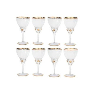 Gold Rimmed Wine Glasses - Set of 8 For Sale