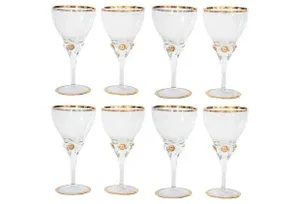 Gold Rimmed Wine Glasses - Set of 8