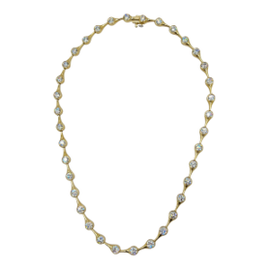 Gia White Round Diamond "Comet" Necklace in 18k Yellow Gold