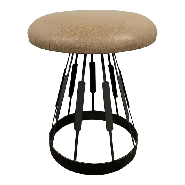 Modern Mushroom Leather Upholstered Stool For Sale