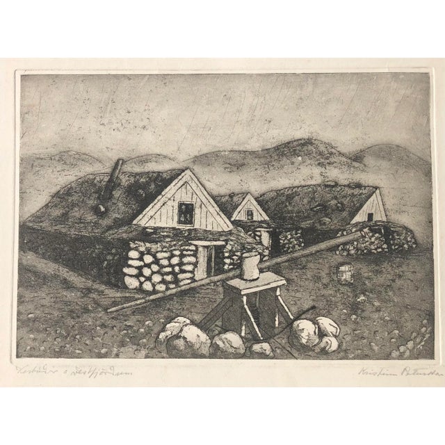 1980s European Village Etching For Sale