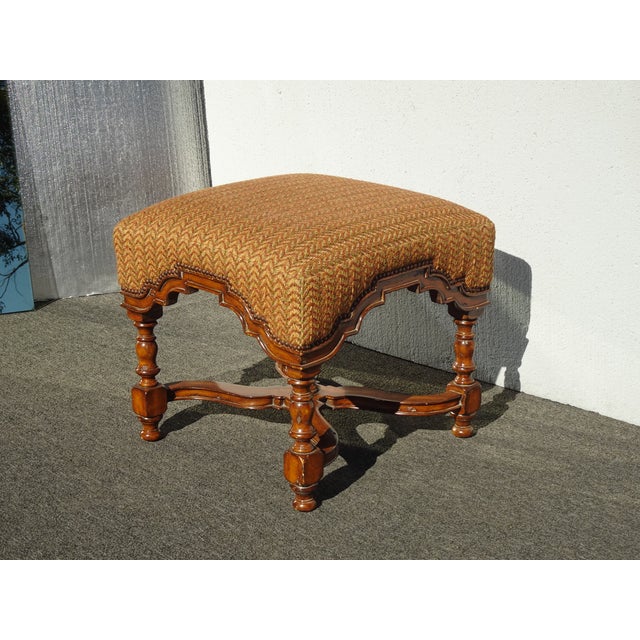 2000 - 2009 Pair Vintage Marge Carson French Country Styl Brown Ottomans W Decorative Nails For Sale - Image 5 of 18