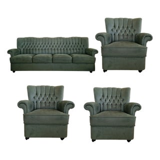 Chesterfield Sofa Set, 1970s, Set of 4 For Sale