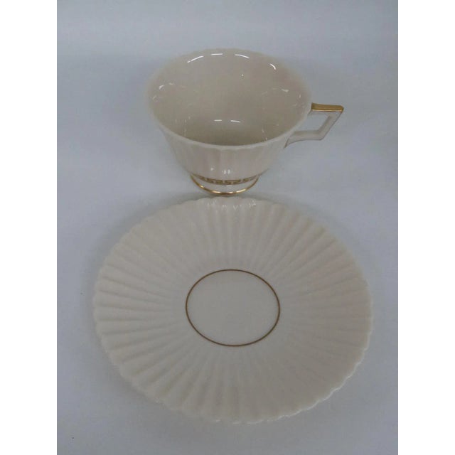 Lenox Cretan Footed Tea Cupsnd Saucers - Service for 4 For Sale - Image 9 of 11