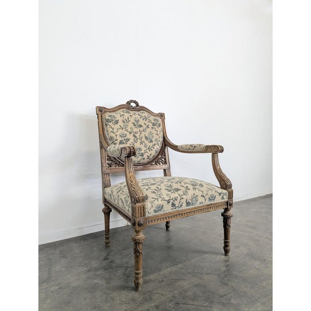 Louis XVI Style Living Room Set with Escutcheon Backrests, 19th Century, Set of 3 For Sale - Image 9 of 18