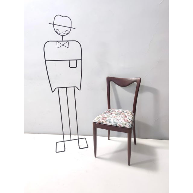 Dining Chairs with Beech Frame and Linen Patterned Fabric attributed to Carlo Enrico Rava, 1950s, Set of 4 For Sale - Image 4 of 13