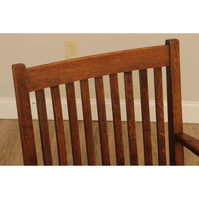 Wood Antique Mission Oak Spindle Back Armchair For Sale - Image 7 of 13