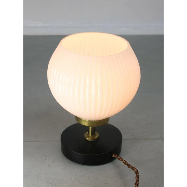 Mid-Century Brass and Opaline Table Lamp For Sale - Image 4 of 14