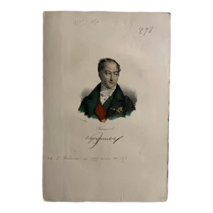 Antique French Hand Colored Lithograph Conte De Peyronnet Print