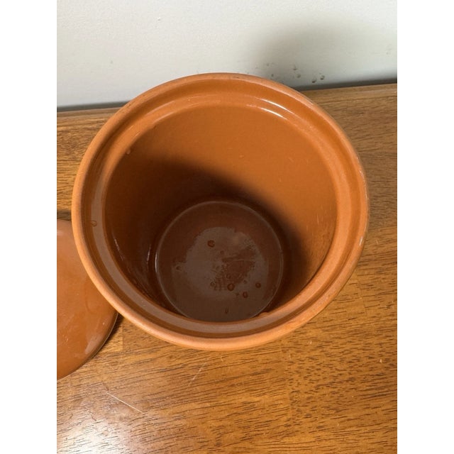 Brown Vintage Portuguese Terracotta Pottery Jar W/ Lid | Rustic Portugal Clay Canister For Sale - Image 8 of 14