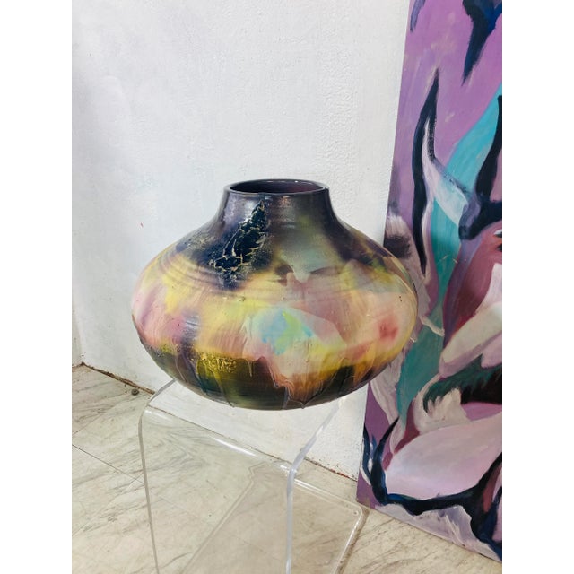 Giant Raku Pottery Vessel For Sale - Image 9 of 10