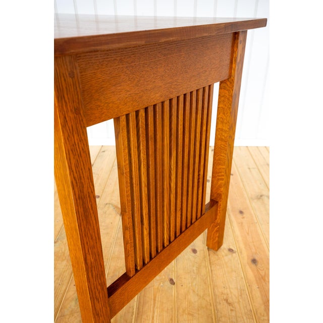 Wood Arts and Crafts Mission Oak Desk by L. and J.G Stickley, 1993 For Sale - Image 7 of 18