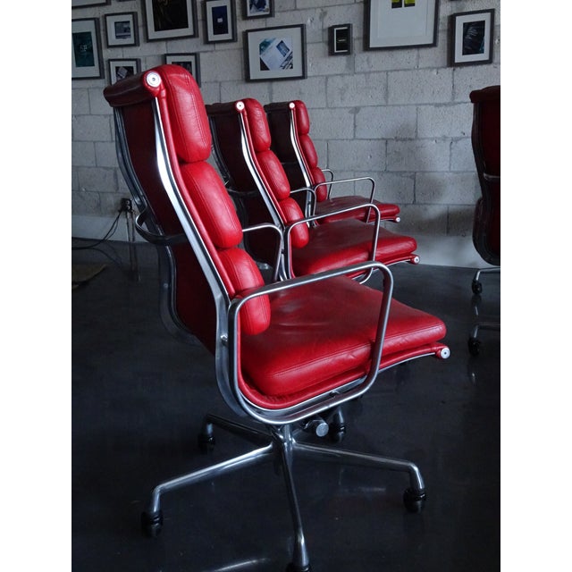 1990s Vintage Eames Soft Pad Executive Chair in Red Leather For Sale - Image 12 of 15
