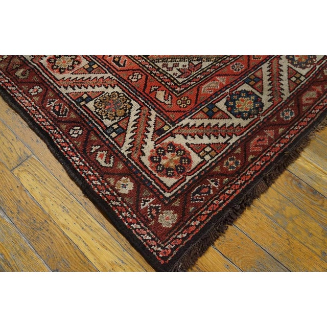 1930s Black Diamond Tribal Antique Persian Kurdish Rug 3'5" X 10'8" Handknotted Wool Carpet For Sale In New York - Image 6 of 6