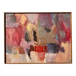 Vintage Modern Abstract Signed Original Oil Painting on Canvas
