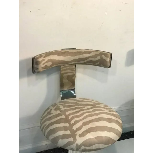 Chrome 1970s Design for Leisure Zebra Chrome Bar Stools - Set of 4 For Sale - Image 8 of 9