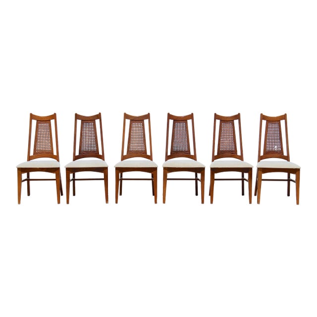 1960s Liberty Chair Co. Mid-Century Modern Cane Back Dining Chairs – Set of 6 For Sale
