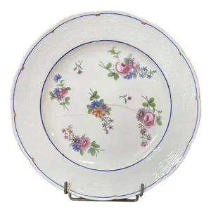 18th Century Porcelain Plate with Polychrome & Flowers from Sèvres