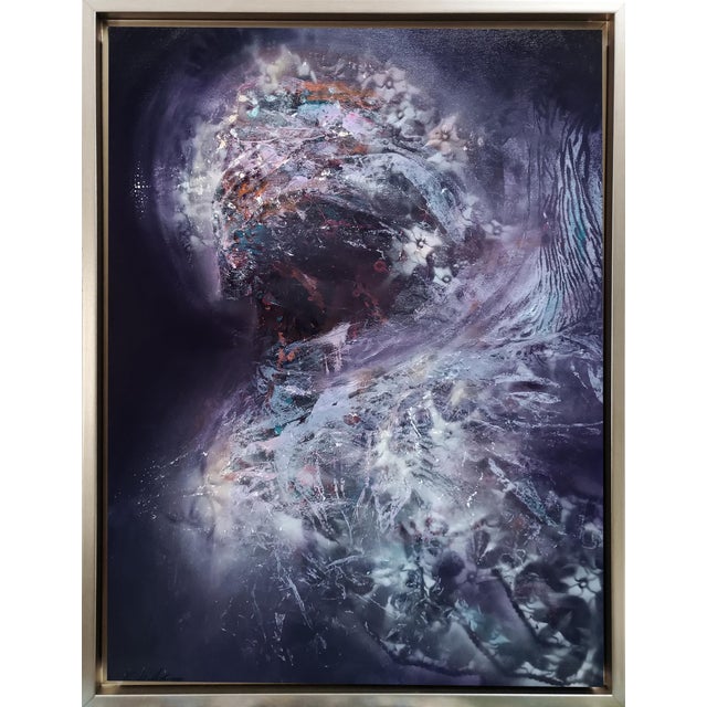 Blue Ovidiu Kloska, Angel Waiting, Acrylic on Canvas For Sale - Image 8 of 8