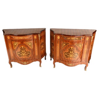 French Empire Marquetry Inlay Cabinets, Set of 2 For Sale
