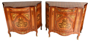 French Empire Marquetry Inlay Cabinets, Set of 2