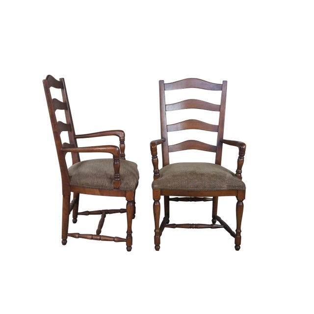 4 vintage country French dining chairs, circa late 20th century. Attributed to Guy Chaddock. Features a distressed oak...