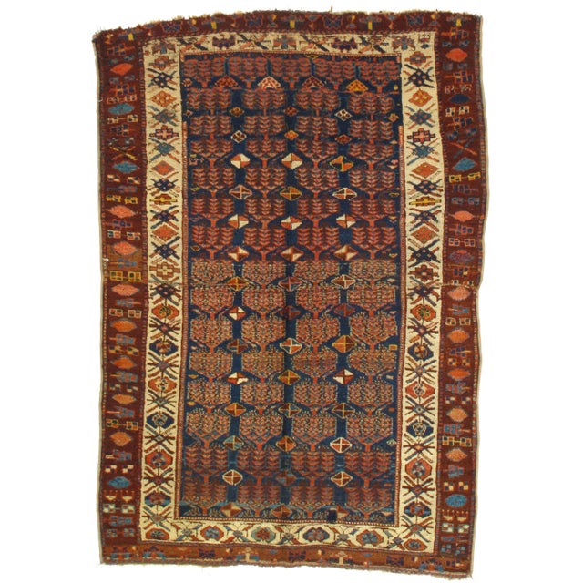 1920s Antique Persian Rug - 4′4″ × 6′5″ For Sale
