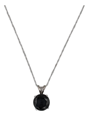 1.80ct Black Diamond Solitaire Pendant Necklace 14k White Gold 18" Rope Chain