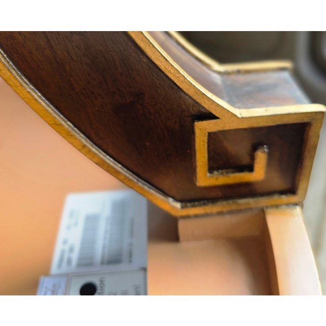 Brown Ethan Allen Empire Revival Mahogany Round Center Table With Greek Key Inlay and Brass Banding For Sale - Image 8 of 9