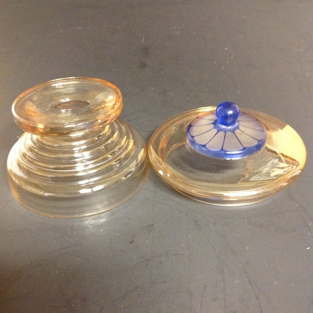 Czechoslovakia Vintage Art Deco Iridescent Czech Glass Candy Dish For Sale - Image 4 of 4