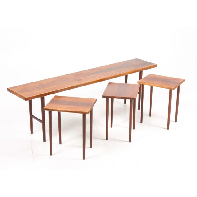 Mid-Century Rosewood Nesting Tables by Kurt Østervig for Jason furniture, 1950s, Set of 3 For Sale - Image 6 of 7