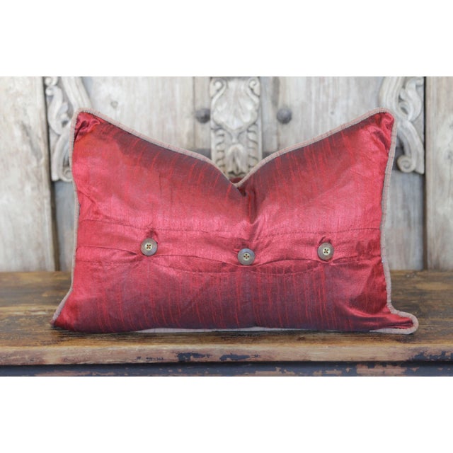 Red Peacock Sage Lumbar Pillow For Sale - Image 4 of 4