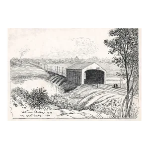 1930 Whitman Bailey Stamford Connecticut Covered Bridge Drawing