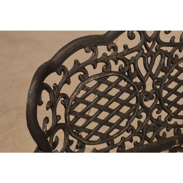 Cast Aluminum Garden Bench With Ornate Lattice Back For Sale - Image 10 of 18