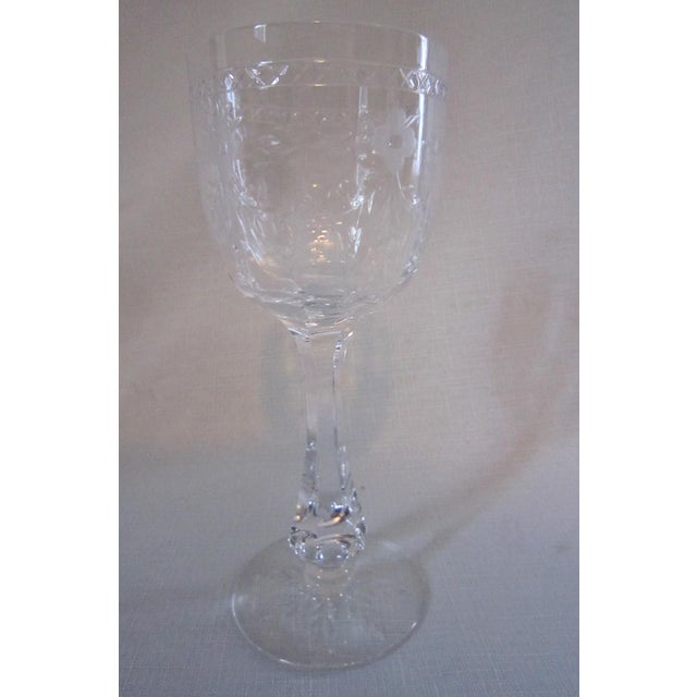 Traditional 1940's Etched Crystal Wine Goblets - Set of 12 For Sale - Image 3 of 8