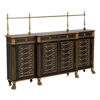 Theodore Alexander Regency Style Black & Gold Sideboard For Sale