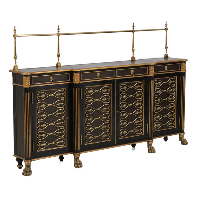 Theodore Alexander Regency Style Black & Gold Sideboard For Sale