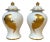 Pair Maison Jansen Style Porcelaine de Paris Covered Urns Gilt Feather Motif For Sale
