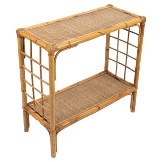 Mid-Century Rattan and Bamboo Console Table, Italy, 1970s For Sale
