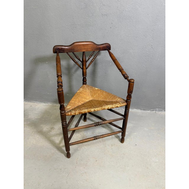 Antique Rush-Seated Corner Chair, 1890s For Sale - Image 6 of 7