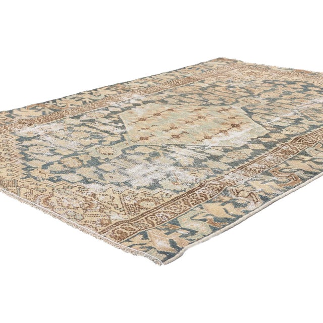 61264 Distressed Antique Persian Malayer Rug, 03'09 x 05'06. Step into the allure of tradition with this Malayer rug, a...